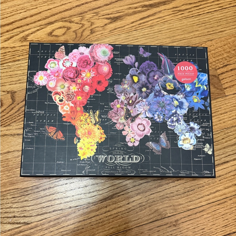 Galison Full Bloom World Map 1000 Piece Puzzle